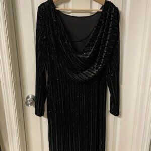 Sparkling Black Velour Long sleeved dress